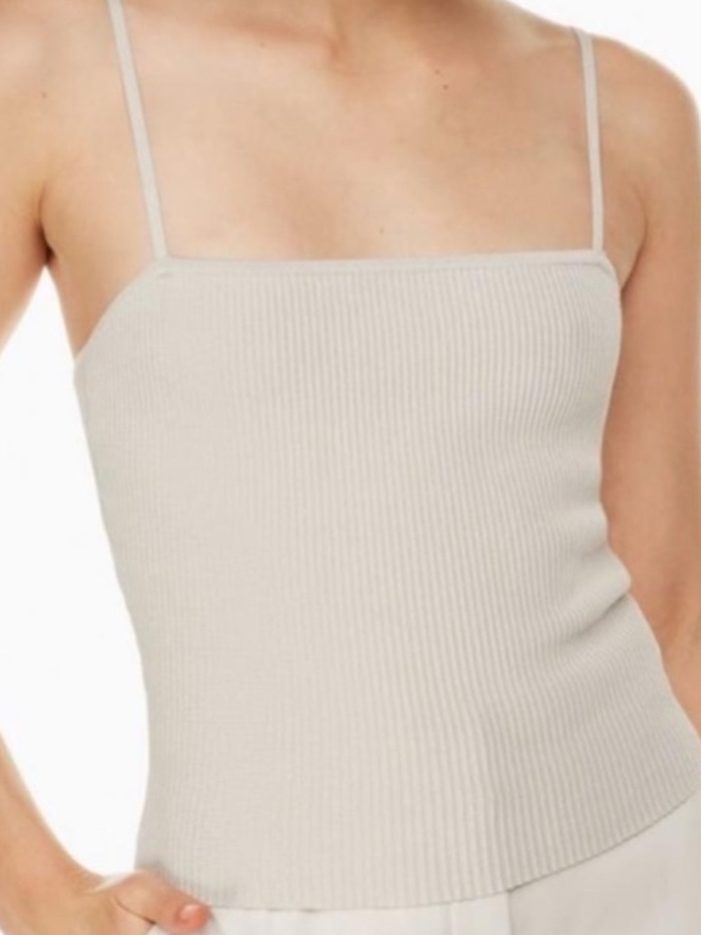 Aritzia Ribbed Spaghetti Strap Tank Top in Light Beige